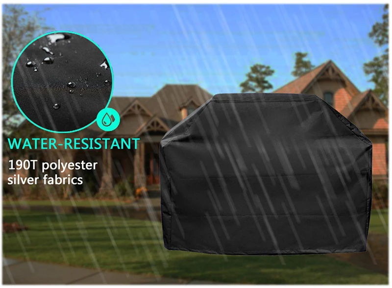 Black Waterproof BBQ Cover Grill Cover Rain Anti Dust Rain Gas Charcoal Electric Barbeque Dust Cover BBQ Accessories