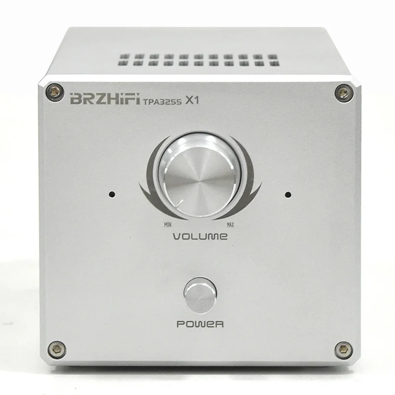 BRZHIFI TPA3255 Bluetooth-compatible 5.0 High Power Audiophile Vertical Digital Power Amplifier 300WX2 Stereo Home Hifi Silver stereo amplifier