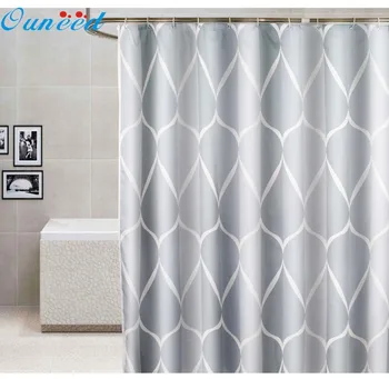 

Ouneed Simple Waterproof Bathroom Curtains with 12 Hooks geometric Printed Bathroom Polyester Mildewproof curtains Drop Ship NEW