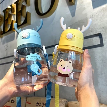 

400ml Baby Feeding Cup with Straw Children Learn Feeding Drinking Bottle Kids Training Cup With Straw Cup