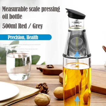 

500ML Glass Olive Oil Dispenser Bottle with Measurements and Drip-Free Spout for Vinegar Cruet Cooking 285x75mm