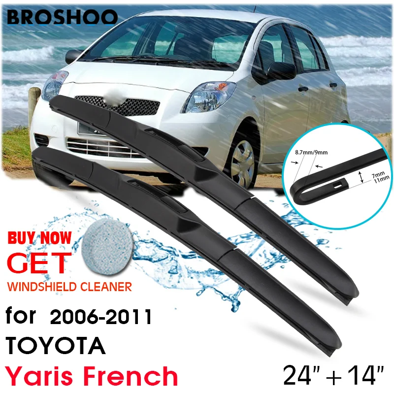 

Car Wiper Blade Front Window Windscreen Windshield Wipers Blades Auto Accessories For TOYOTA Yaris French 24"+14" 2006-2011