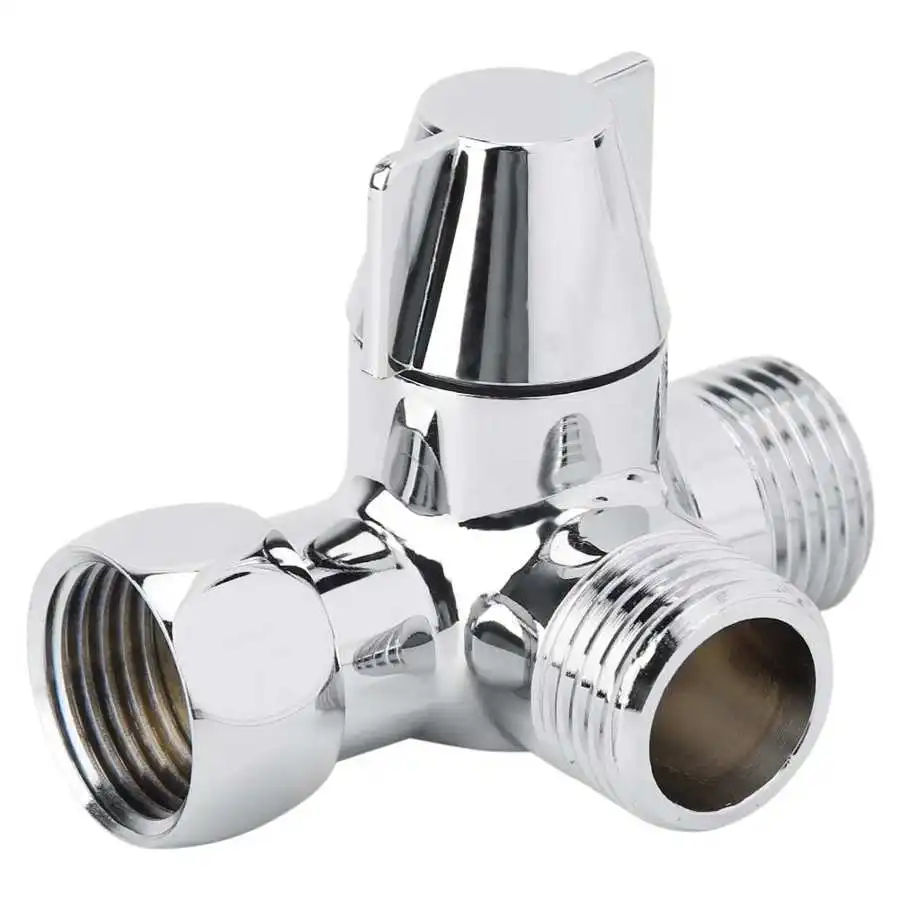 G1/2" 3-way Water Diverter T-shaped Adapter Adjustable Water Diverter Valve Toilet Bidet Shower Separator Faucet Splitter