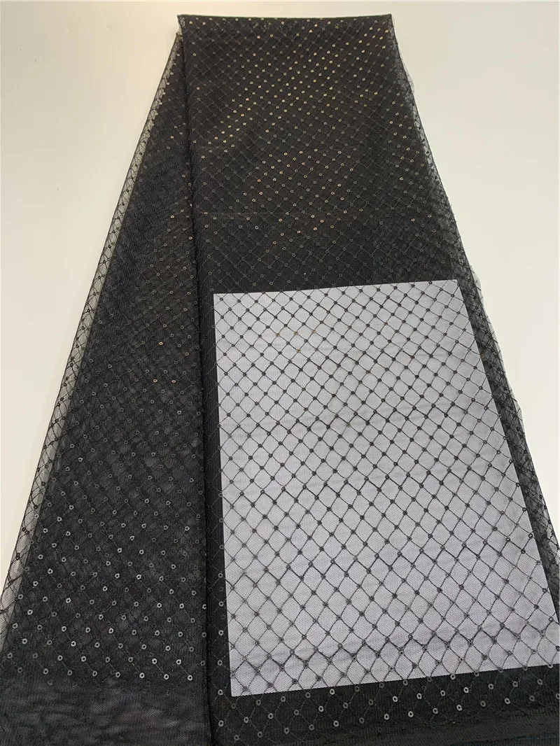 

Новинка 2021, черная африканская кружевная ткань с блестками, французская сетчатая кружевная ткань с блестками для вечерние