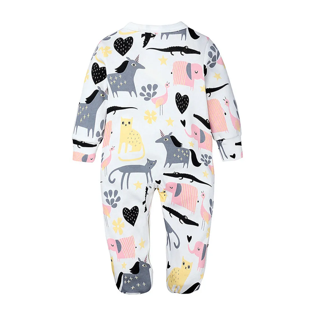 Newborn Infant Baby Girl Boy Clothes Cartoon Animal Print Romper Jumpsuit Playsuit Clothes Baby Girl Rompers Winter