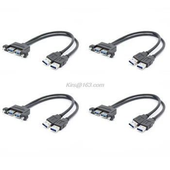 

Dual USB 3.0 Male to Dual USB 3.0 Female Extension Cable with Screw Panel Mount Shielded Wire Cord Adapter