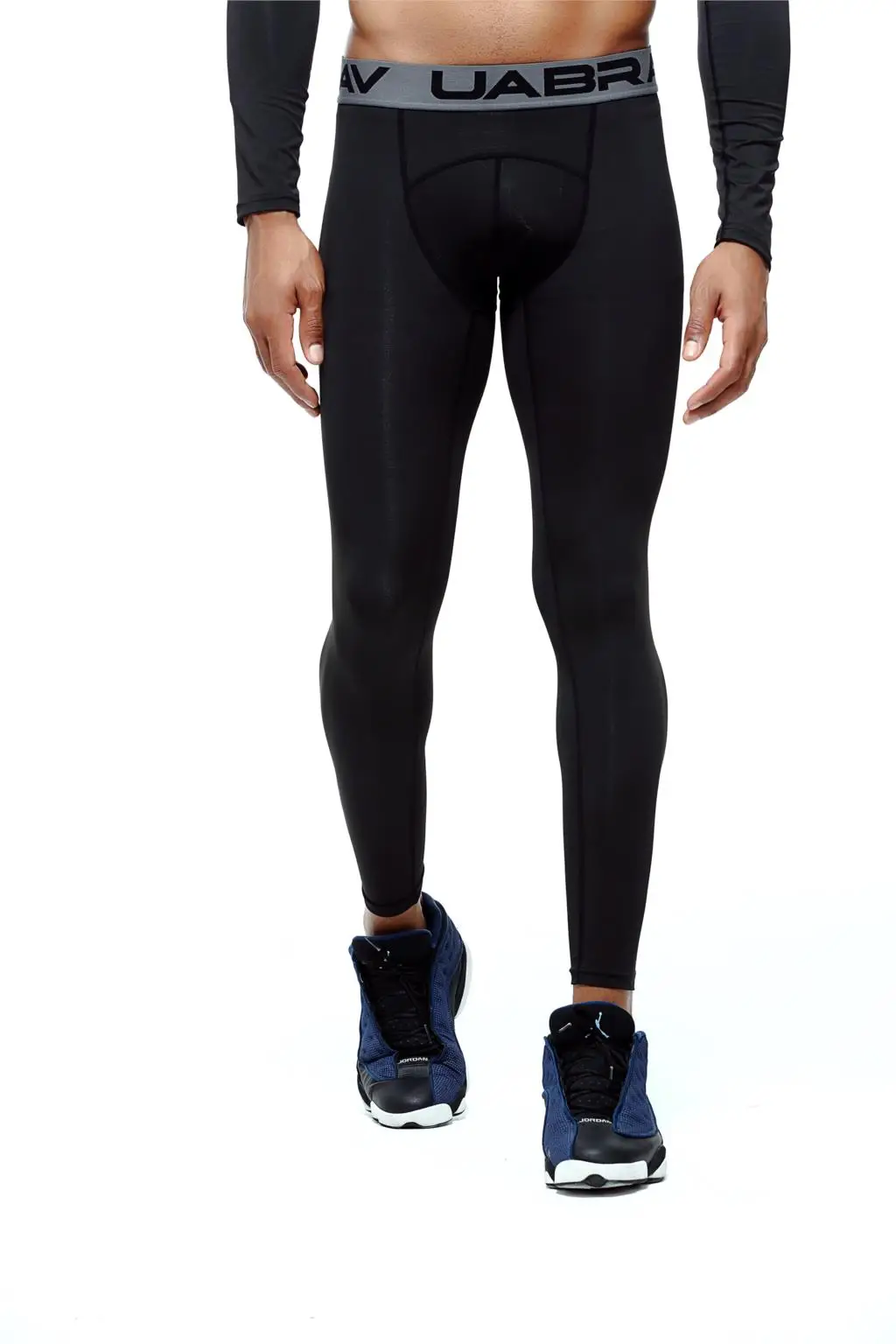 Tights for Men Quick Dry Compression Leggings Pants Sweat Jogging Trousers Running Sporswear Gym Leggings for Fitness - Color: B