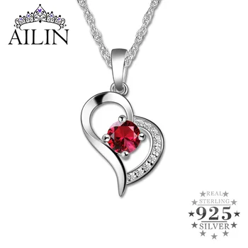 

AILIN 925 Sterling Silver Heart Pendant Custom Birthstone Necklace With Zircon Christmas Valentine's Day Jewelry Gifts For Women