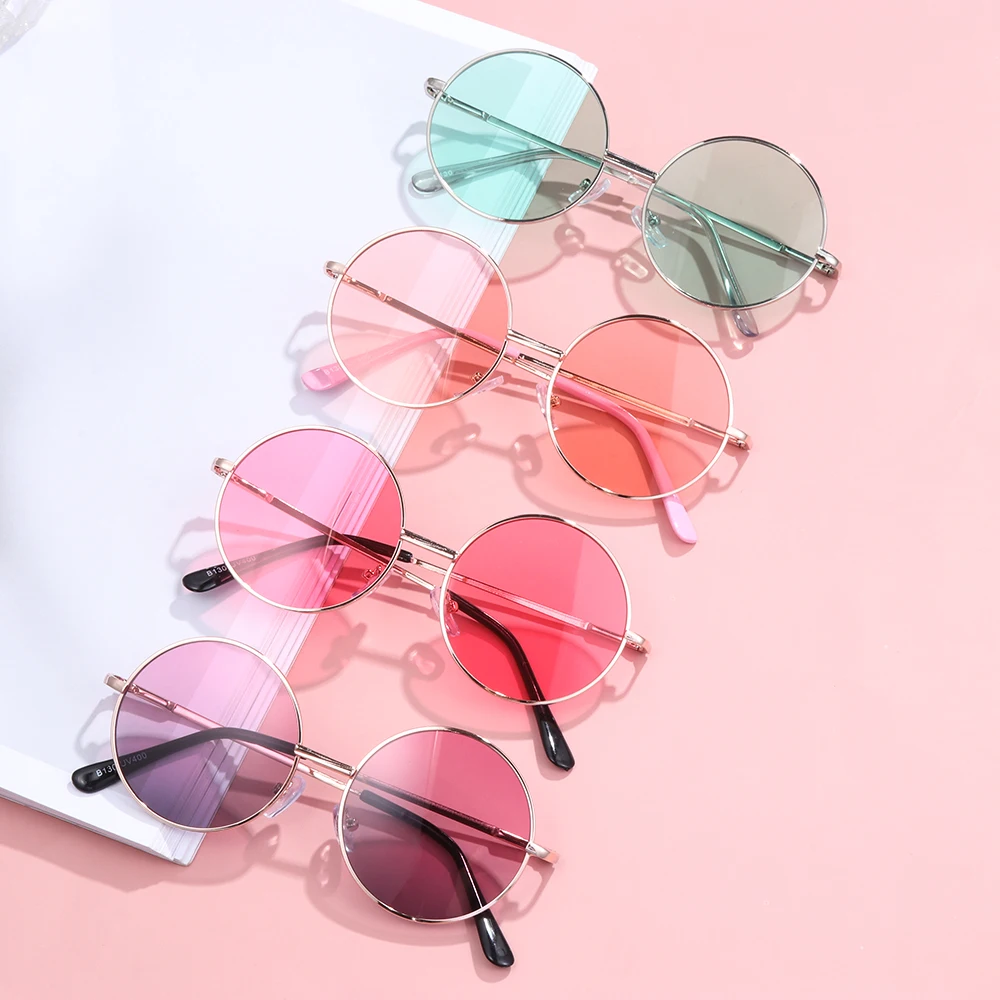 2020 новые ретро круглые оправа детские солнцезащитные очки Британский Стиль