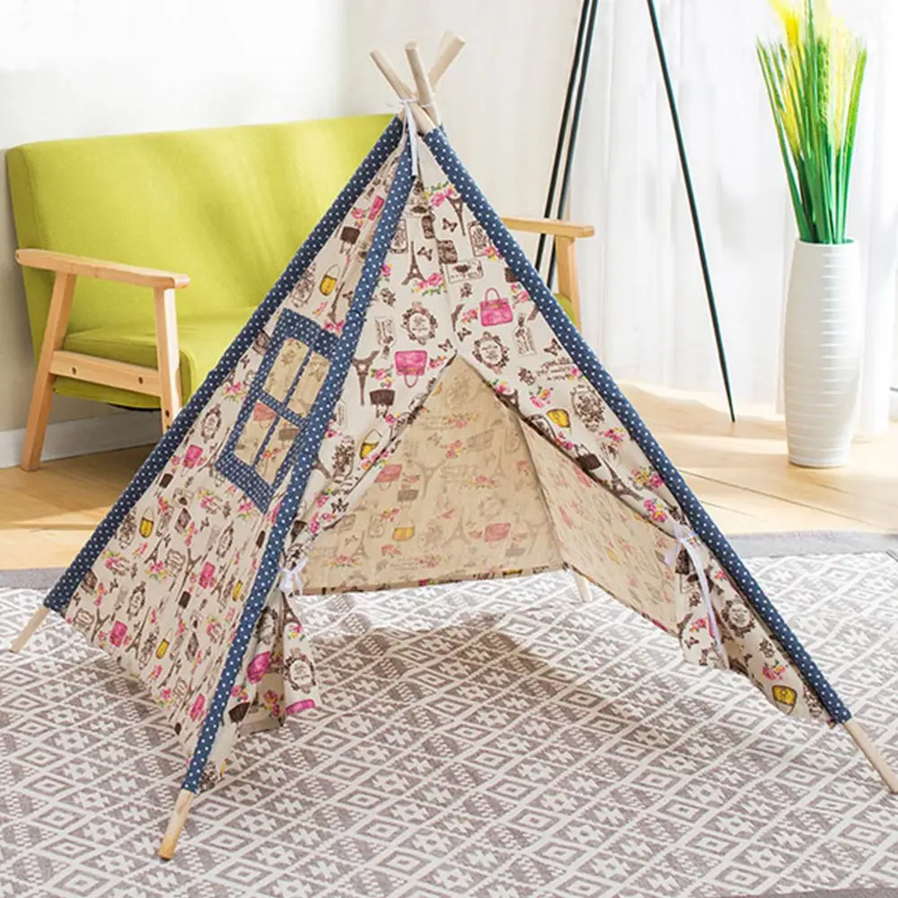 Большой Детский тент Tipi Enfant Campaign House DIY, хлопковый брезентовый детский тент, детский игровой домик Tipi, игрушки для девочек, маленький домик - Цвет: WJ3688F