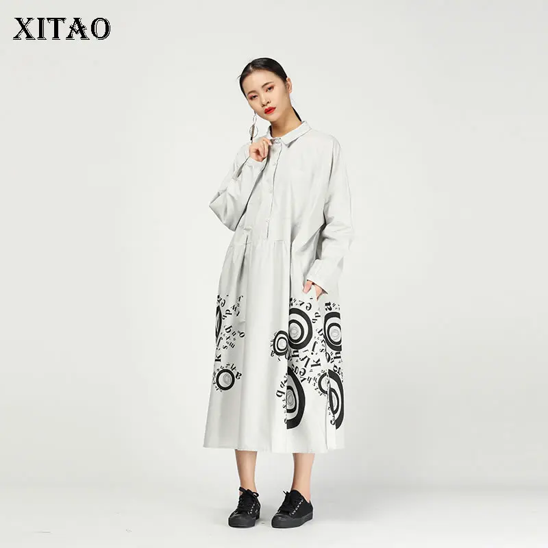 Женское Асимметричное Платье с принтом XITAO винтажное платье большого размера