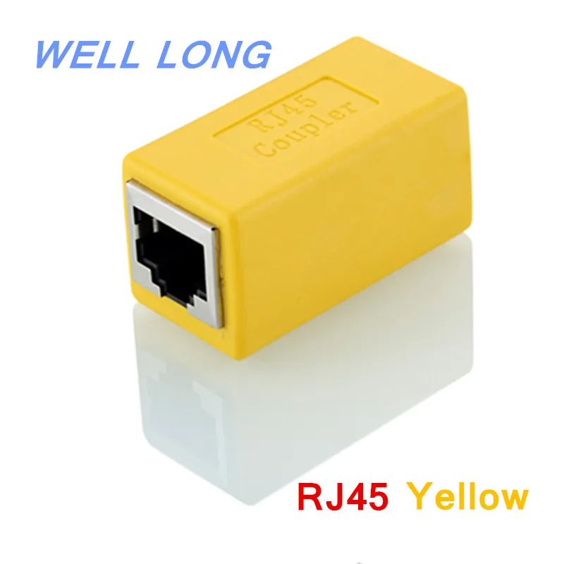 5 шт./лот) желтый Сетевой удлинитель RJ45, разъем сетевого кабеля, сетевой двойной разъем, сетевой сквозной разъем