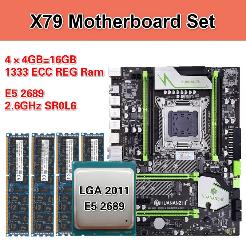HUANANZHI X79 материнская плата с Ксеон E5 2689 4x4GB = 16 Гб 1333 МГц DDR3 память ECC Reg блок питания ATX USB3.0 SATA3 PCI-E NVME M.2 SSD