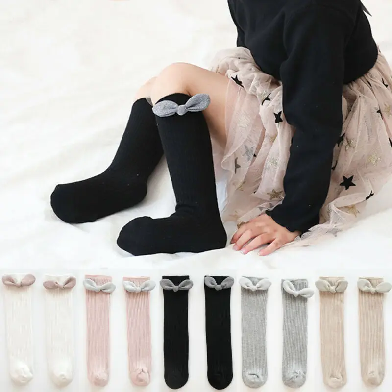

Newborn Baby Cotton Socks Solid Girl Boy Infant Soft Knee High Socks Autumn Winter Warm For Kids