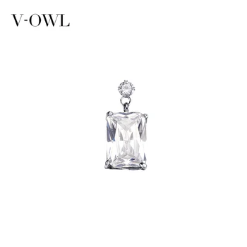 

V-Owl Korean-Style Cool Inlaid Zircon Ear Pendant Fashion All-match Earrings Ear Stud Female Basic Square Zircon Jewelry Female
