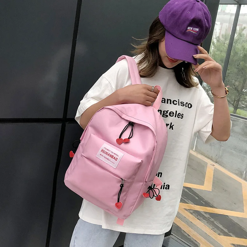 

Women's Backpack 2019 New Shoulder Bag Fashion Wild Casual Backpack Nylon Letters Student Bag Solid Color Travel Bag
