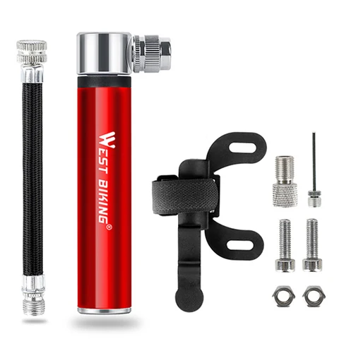 Pump Portable WEST BIKING Mini MTB Mountain Road Bike Air Pump  Portable Bicycle Tire Air Inflator Basketball Football