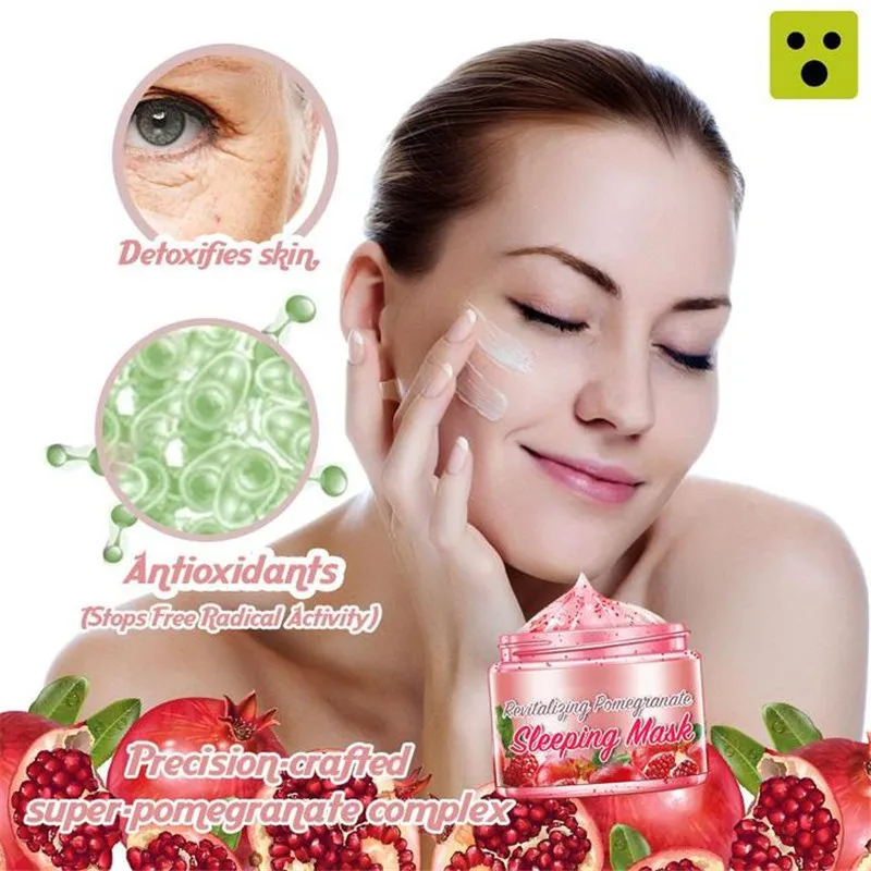 Восстанавливающая маска для сна из граната, увлажняющая натуральная фруктовая улитка, успокаивающий гель, ночной крем, маска для лица, отбеливающая, для лица