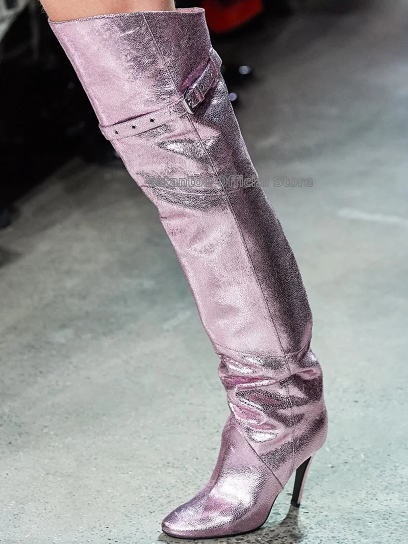 bright red thigh high boots