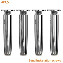 4 Pcs 8-15CM Bright Chrome Adjustable Aluminum Alloy Furniture Legs Cabinet Table And Chair Sofa Leg With Non-Slip Rubber Base