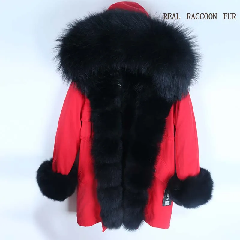 fox fur Водонепроницаемая парка зимняя куртка для женщин из натурального меха лисы пальто с подкладкой большой натуральный мех енота капюшон толстые теплые длинные парки уличная Новинка - Цвет: fox fur