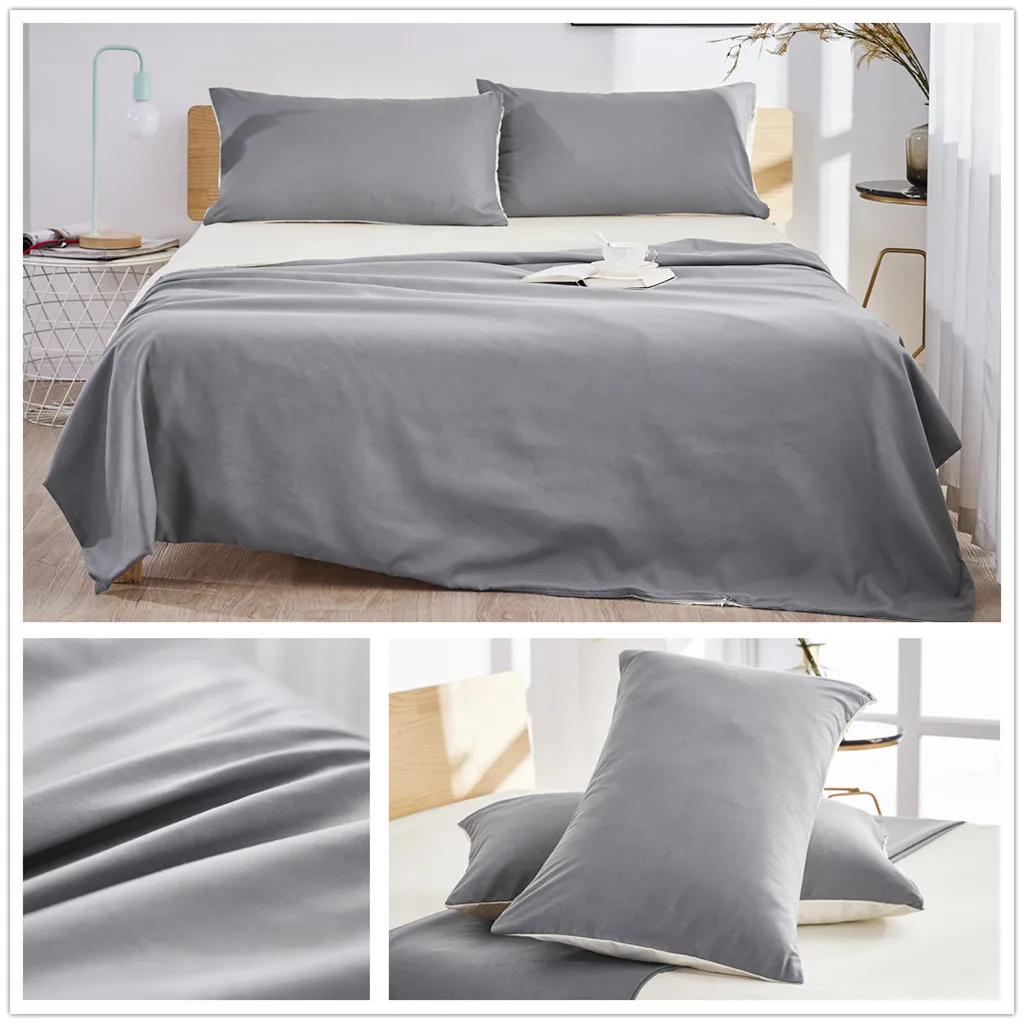 

Luxury Egypt Cotton solid color Bedding set Silky Duvet Cover set Single product bedsheet Pillowcases Twin Queen King Size#3