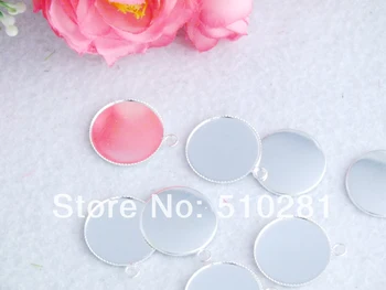 

Free ship! 300pcs Round 20mm Silver Plated Charms Pendant Base Blanks stone Cameo Cabochon Settings No-546