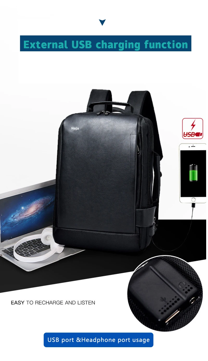 Новая модная Повседневная деловая сумка для мужчин и женщин, водонепроницаемый рюкзак для путешествий, качественный рюкзак из искусственной кожи, рюкзак для ноутбука, компьютера, USB, сумка для книг