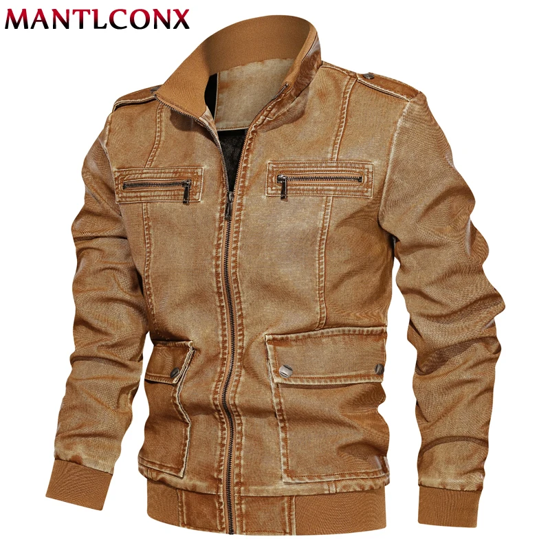 MANTLCONX 5XL 6XL мужская куртка из искусственной кожи осенне-зимние Мотоциклетные Куртки из искусственной кожи мужская куртка-бомбер военные куртки