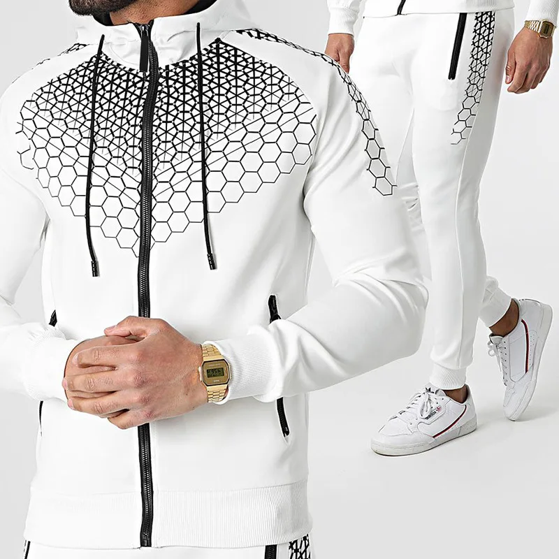 New Running Sports Suit Mens Fashion Casual Hooded Sweater + Pants 2-piece Suit Outdoor Track Suit Fitness Jogging Sportswear