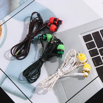 

Wired 3.5mm Earphone Brand New Stereo In-Ear Nylon Weave Cable Earphone Headset With Mic For Laptop Smartphone