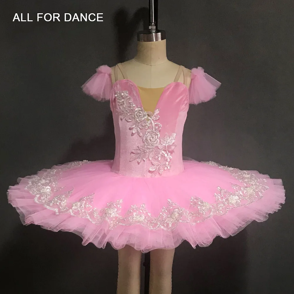 

BLL127 Classical Ballet Tutu Pink Velvet Bodice with Stiff Tulle Skirt Professional Pancake Tutu Adult & Girl Stage Show Costume