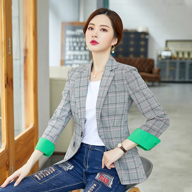 

Fashion Short Plaid Suit Women's Spring Graceful Slim Fit Slimming Fashionable Versatile Casual Coat Small Suit