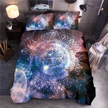

Bohemian Galaxy Printing Bedding Set Nebula Quilt Cover Duvet Cover Set Colorful Bedclothes Pillowcase Bed Linen