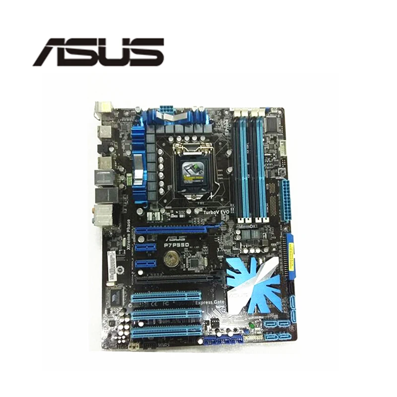 For ASUS P7P55D Motherboard LGA 1156 DDR3 16GB For Intel P55 P7P55 Desktop Mainboard SATA II PCI-E X16 Used AMI BIOS