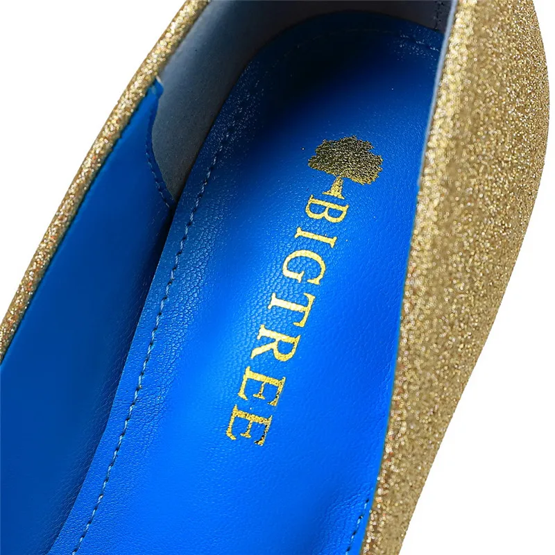 BIGTREE 10,5 см Bling выходные женские туфли-лодочки платье шпильки острый носок женские туфли на низком каблуке Женская обувь в деловом стиле на высоком каблуке для ночного клуба