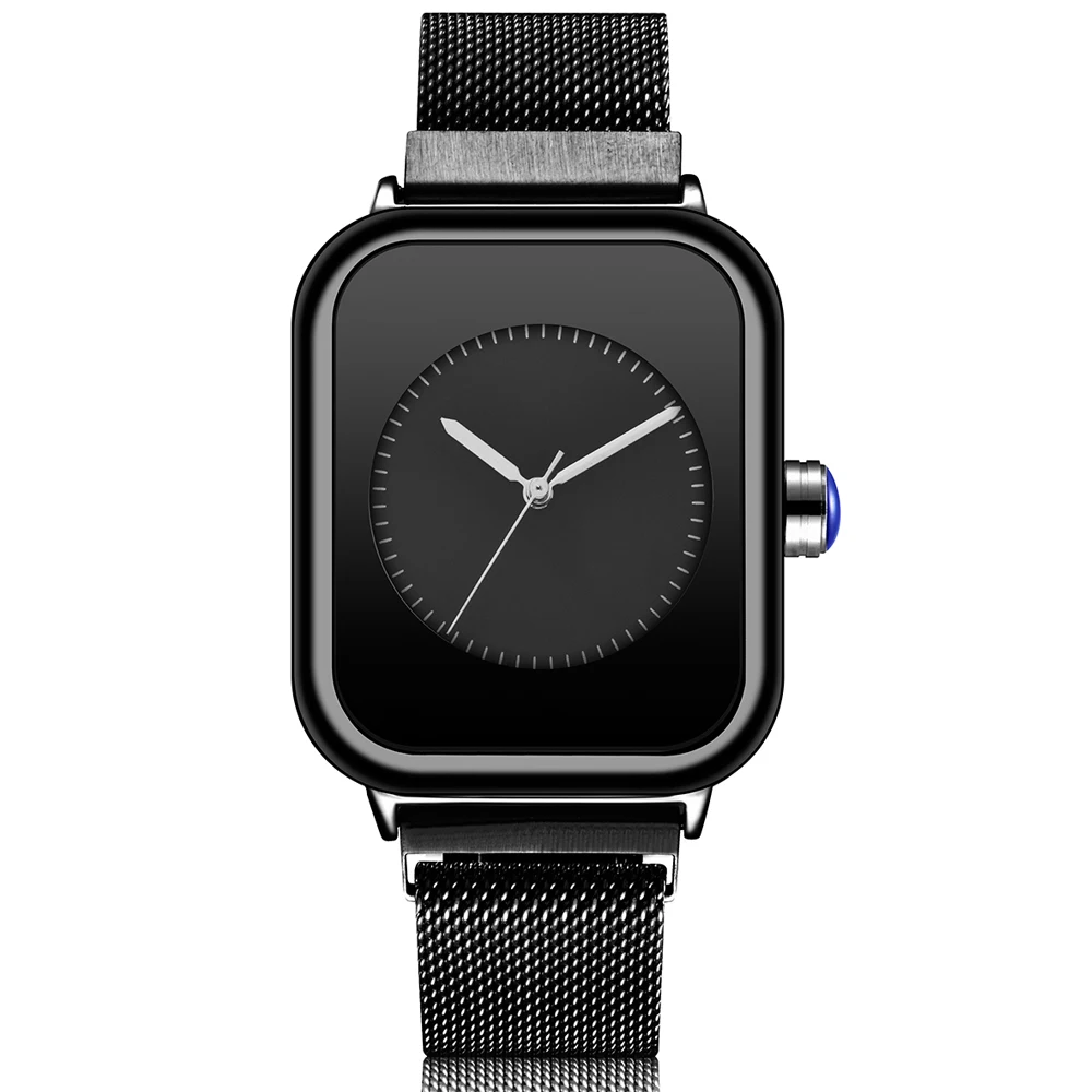 Black Mesh Watch Элегантные женские часы, кварцевые магнитные часы, Миланский сетчатый ремешок, модные женские наручные часы, квадратные женские роскошные Брендовые Часы - Цвет: Black Mesh Watch