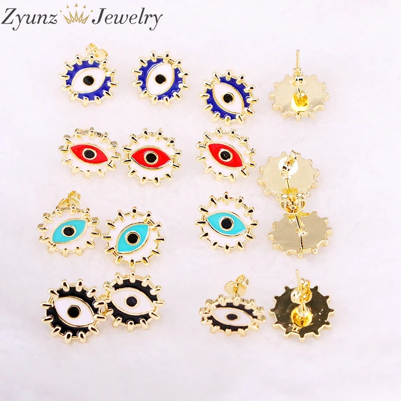 

5Pairs, Mix color Eye Enamel Stud Earring For Girl Women Jewelry