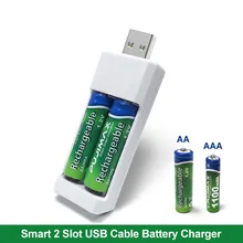 

USB Battery Charger 2 slots For AA/AAA Rechargeable Batteries Charger For remote control microphone camera digital mouse