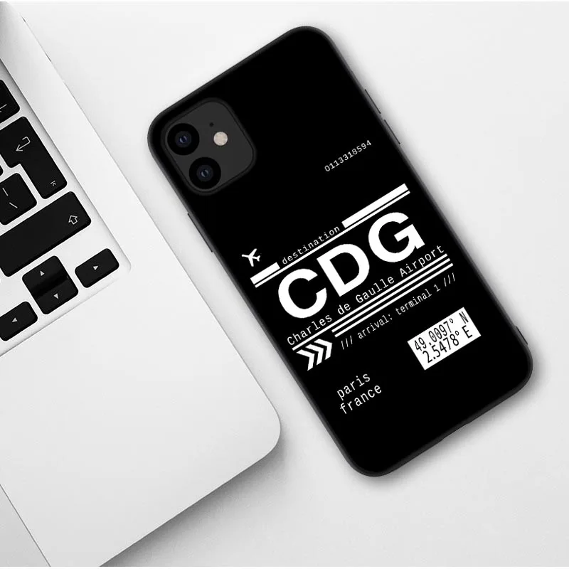 TPU Забавный мягкий чехол для телефона с кодом аэропорта для iPhone 11 Pro Max, мировые дорожные бирки, силиконовый чехол для iPhone xs 7 8 Plus X XR XS MAX - Цвет: TPU