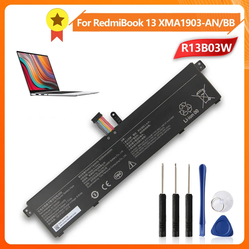 

Laptop Replacement Battery R13B03W for RedmiBook 13 XMA1903-BB XMA1903-AN 5200mAh Battery