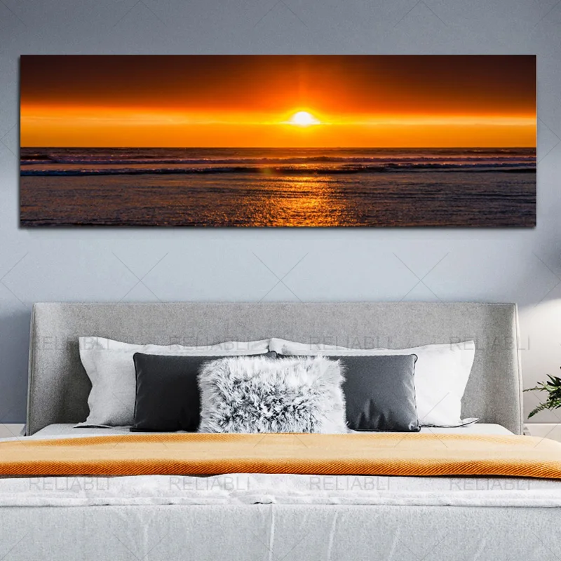 

Modern Sea Sunset Landscape Posters and Prints Canvas Painting Big Size Art Wall Pictures for Living Room Bedroom Home Decor