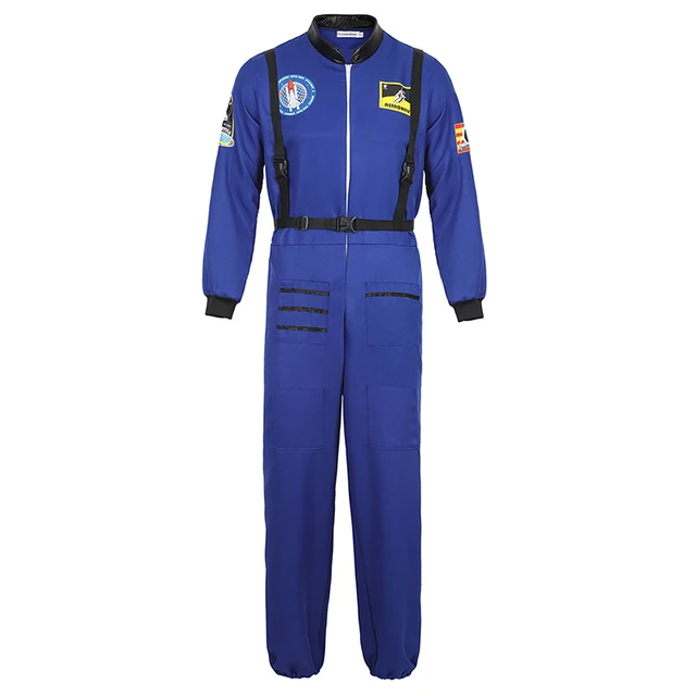 Astronaut Costume for Kids Space Suit Role Play Dress up Costume School Uniforms Cosplay Party Blue for men
