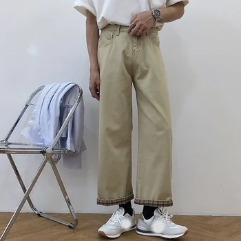 

EWQ / men's wear 19studio casual ankle-length pants women's fashion versatile straight loose wide leg casual pants men's