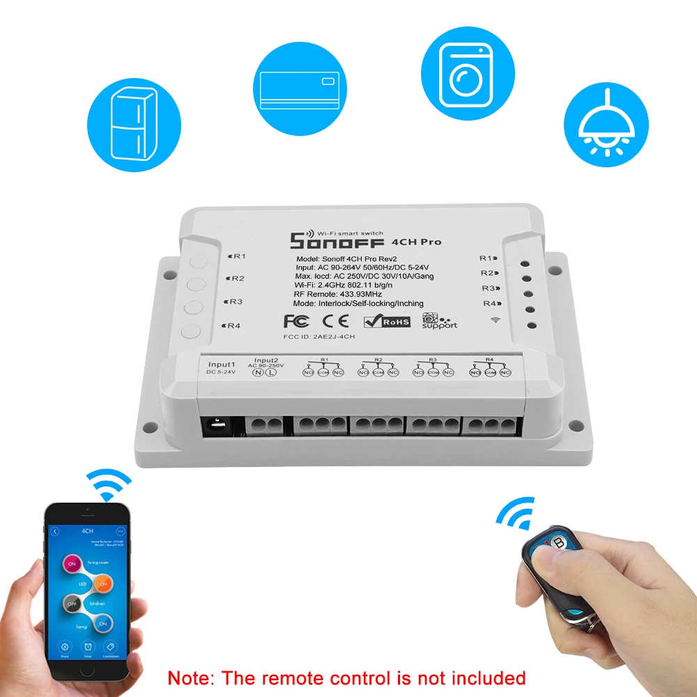 

Wifi Smart Light Switch DIY Relay Module Smart APP Wireless Remote Control Works with Amazon-Alexa Voice Control Google Home