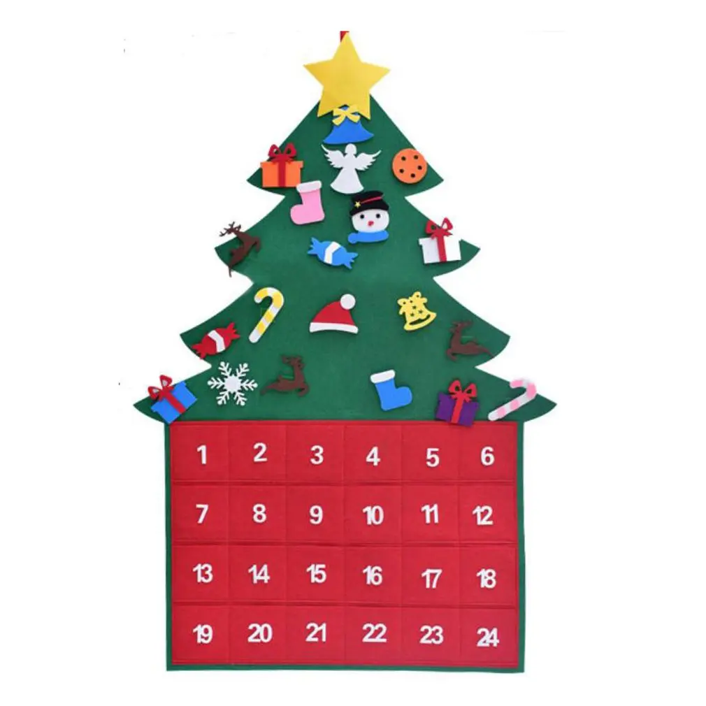 

Felt Christmas Tree Calendar Christmas Countdown Calendar Pendant Decoration Children Diy Christmas Tree