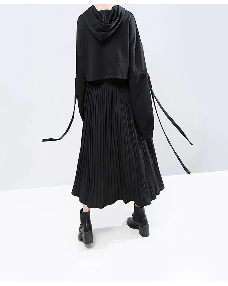 Новинка, корейский стиль, женская зимняя модная длинная Плиссированная юбка, длиной до середины икры, из искусственной кожи, в стиле пэчворк, Женская стильная юбка, Femme 5695