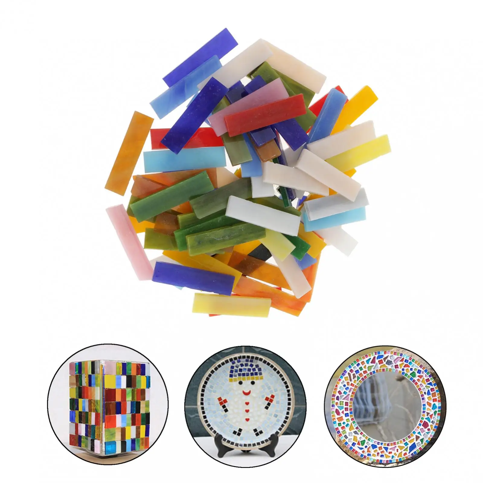 Rectangle Mosaic Tiles Stained Glass Pieces Supplies for Kids Crafts Stones