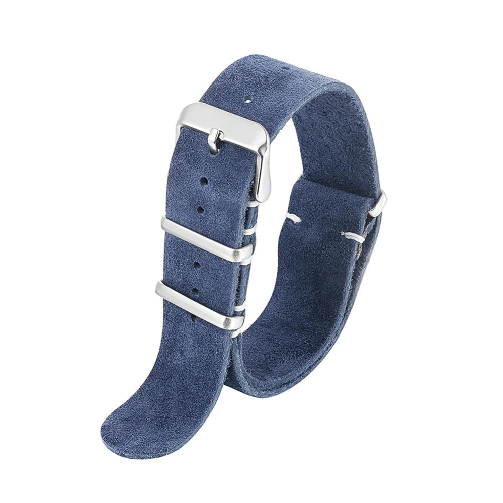 suede blue Ремешок Onthelevel Nato 20 мм 22 мм кожа 18 мм 24 мм ремешок для часов в стиле милитари с тремя пряжками# E - Цвет ремешка: suede blue