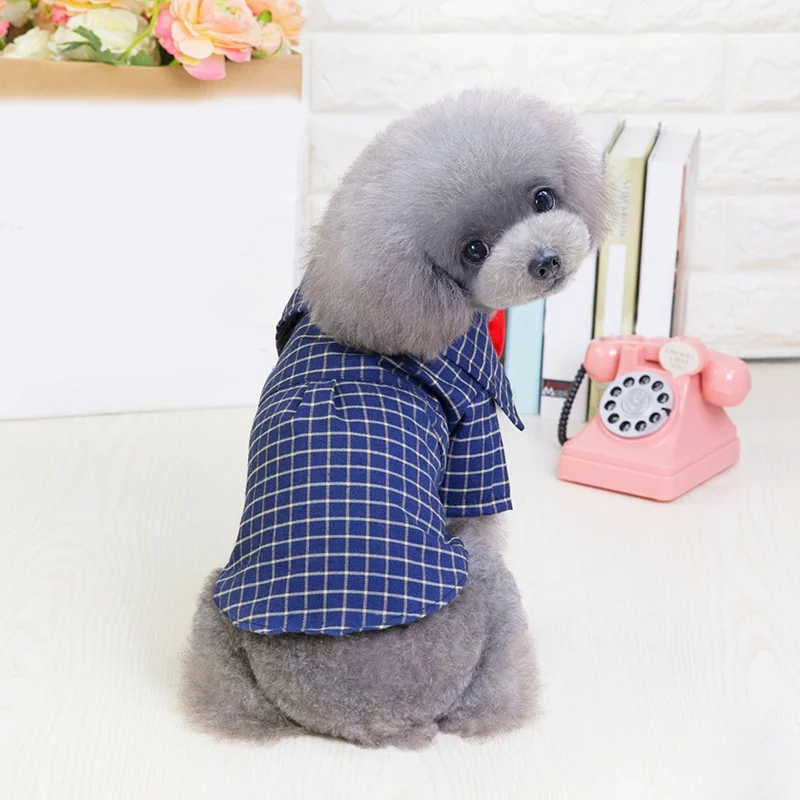 Клетчатая рубашка для собак в британском стиле джентльменов питомцев щенков
